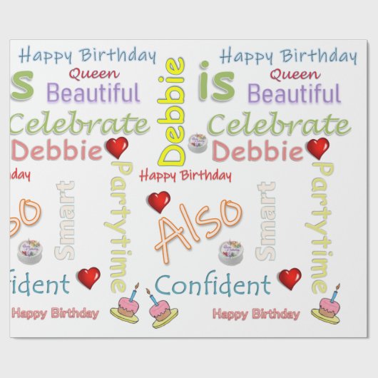 Happy Birthday Geschenk Wrapping Papier Debbie Geschenkpapier (Flach)