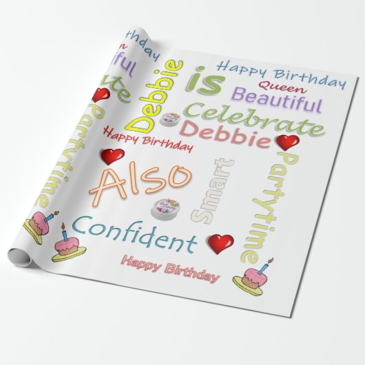 Happy Birthday Geschenk Wrapping Papier Debbie Geschenkpapier (Ungerollt)