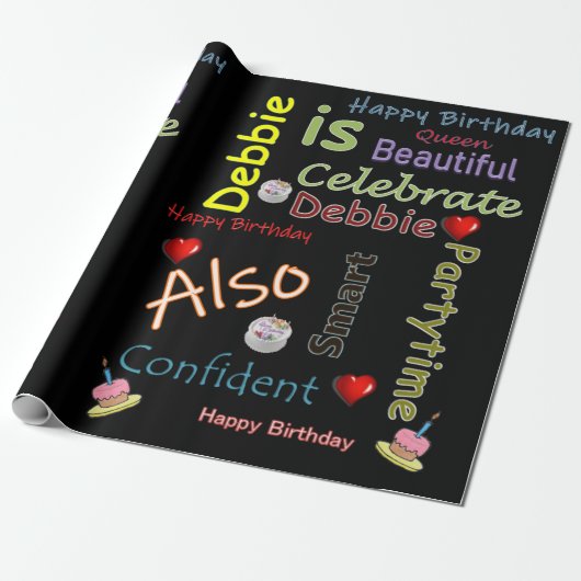 Happy Birthday Geschenk Wrapping Papier Debbie Geschenkpapier (Ungerollt)