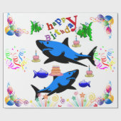 Happy Birthday Geschenk Wrapping Papier Hai Geschenkpapier (Flach)