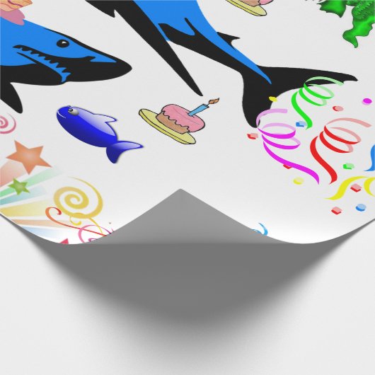 Happy Birthday Geschenk Wrapping Papier Hai Geschenkpapier (Ecke)