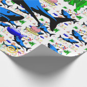 Happy Birthday Geschenk Wrapping Papier Hai Geschenkpapier (Ecke)