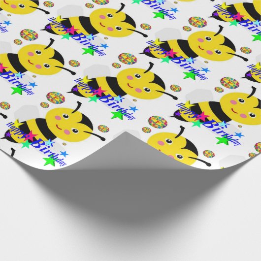 Happy Birthday Geschenk Wrapping Papier Hummel Geschenkpapier (Ecke)