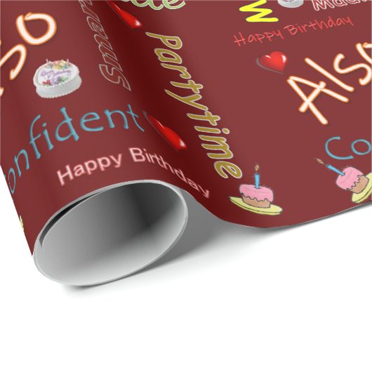 Happy Birthday Geschenk Wrapping Papier Madison Geschenkpapier (Rolleneckpunkt)