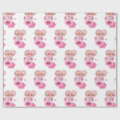 Happy Birthday Geschenk Wrapping Papier Pink Pig Geschenkpapier (Flach)