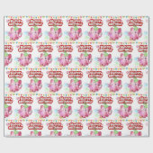 Happy Birthday Geschenk Wrapping Papier Pink Pig Geschenkpapier (Flach)