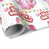 Happy Birthday Geschenk Wrapping Papier Pink Pig Geschenkpapier (Rolleneckpunkt)