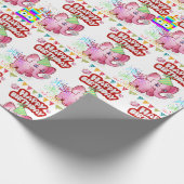 Happy Birthday Geschenk Wrapping Papier Pink Pig Geschenkpapier (Ecke)