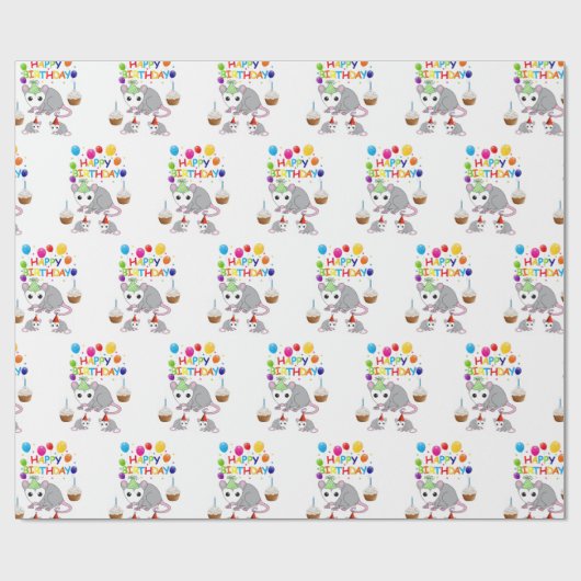 Happy Birthday Geschenk Wrapping Papier Possum Geschenkpapier (Flach)