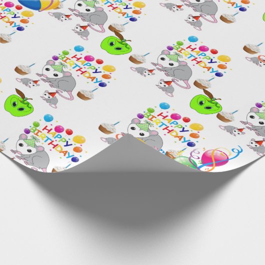 Happy Birthday Geschenk Wrapping Papier Possum Wür Geschenkpapier (Ecke)