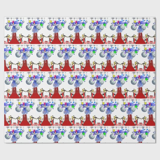 Happy Birthday Geschenk Wrapping Papier Red Tepet Geschenkpapier (Flach)