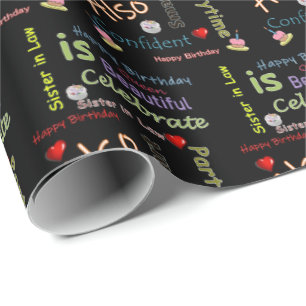 Happy Birthday Geschenk Wrapping Papier Schwester  Geschenkpapier
