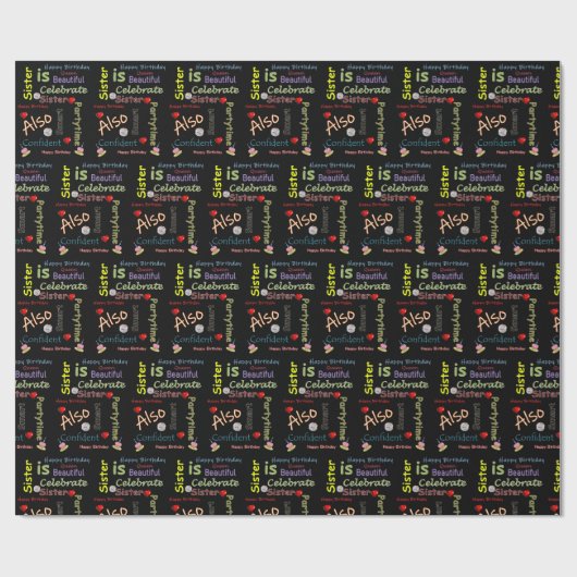 Happy Birthday Geschenk Wrapping Papier Schwester Geschenkpapier (Flach)