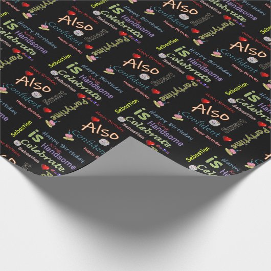 Happy Birthday Geschenk Wrapping Papier Sebastian Geschenkpapier (Ecke)