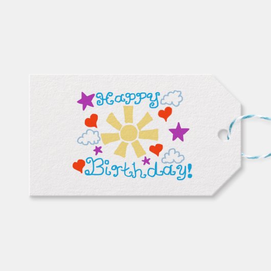 Happy Birthday  Geschenkanhänger (Vorderseite (Horizontal))