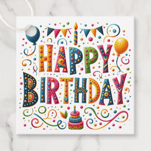 Happy Birthday Geschenkanhänger (Vorderseite)