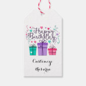 Happy Birthday Geschenkboxen auf White Customize Geschenkanhänger (Vorderseite)