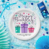 Happy Birthday Geschenkboxen auf White Customize Pappteller (Party)