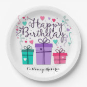 Happy Birthday Geschenkboxen auf White Customize Pappteller (Vorderseite)