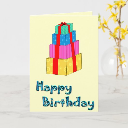 Happy Birthday Geschenkboxen Tower Karte (Gelbe Blume)