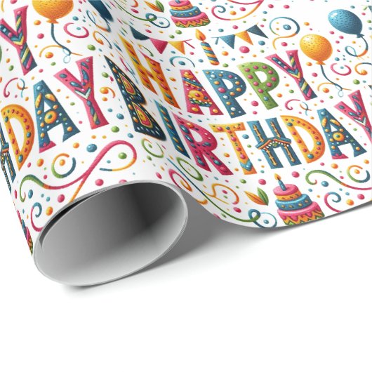 Happy Birthday Geschenkpapier (Rolleneckpunkt)