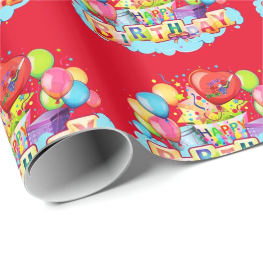 Happy Birthday Geschenkpapier (Rolleneckpunkt)