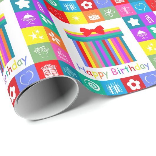 Happy Birthday Geschenkpapier (Rolleneckpunkt)