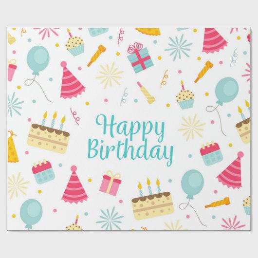 Happy Birthday Geschenkpapier (Flach)