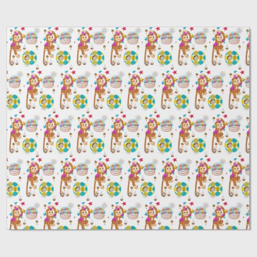 Happy Birthday Geschenkpapier Affe 2 Jahre alt (Flach)