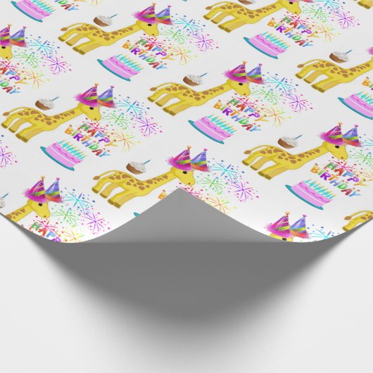 Happy Birthday Geschenkpapier Giraffe (Ecke)