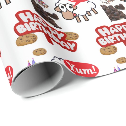 Happy Birthday Geschenkpapier Lamm (Rolleneckpunkt)