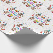 Happy Birthday Geschenkpapier Monkey Cupcake (Ecke)