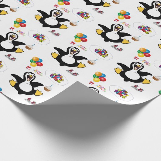 Happy Birthday Geschenkpapier Pinguin (Ecke)