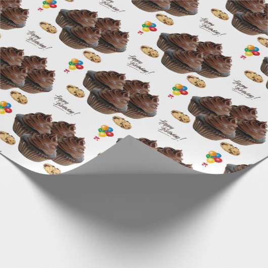 Happy Birthday Geschenkpapier Schokolade (Ecke)