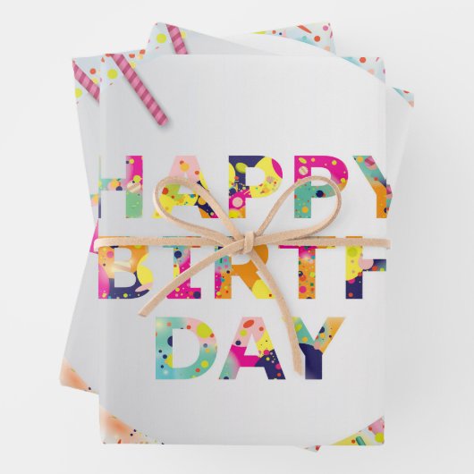 Happy Birthday Geschenkpapier Set (Beispiel)