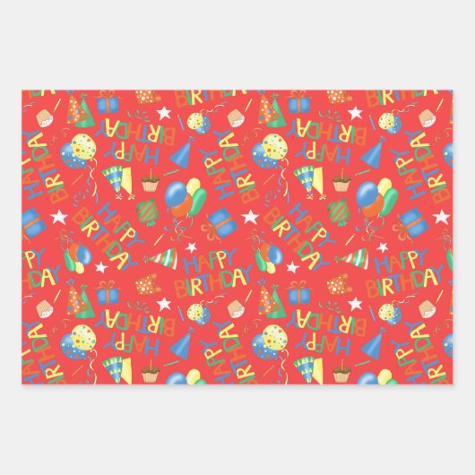 Happy Birthday Geschenkpapier Set (Vorderseite)