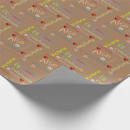 Happy Birthday Geschenkpapier Victoria (Ecke)