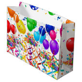 Happy Birthday Geschenktasche Confetti Balloons Große Geschenktüte (Vorderseite Schrägansicht)