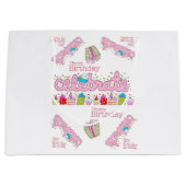 Happy Birthday Geschenktasche feiern Pink Große Geschenktüte (Vorderseite)