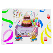 Happy Birthday Geschenktasche Hippopotamus Große Geschenktüte (Vorderseite)