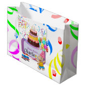 Happy Birthday Geschenktasche Hippopotamus Große Geschenktüte (Vorderseite Schrägansicht)