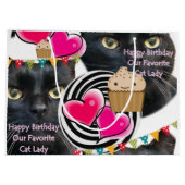Happy Birthday Geschenktasche Katze Lady Große Geschenktüte (Rückseite)
