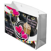 Happy Birthday Geschenktasche Katze Lady Große Geschenktüte (Rückseite Schrägansicht)
