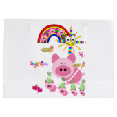 Happy Birthday Geschenktasche Pink Pig Große Geschenktüte (Rückseite)