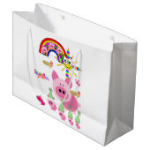 Happy Birthday Geschenktasche Pink Pig Große Geschenktüte (Vorderseite Schrägansicht)