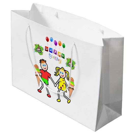 Happy Birthday Geschenktasche Twin Große Geschenktüte (Rückseite Schrägansicht)