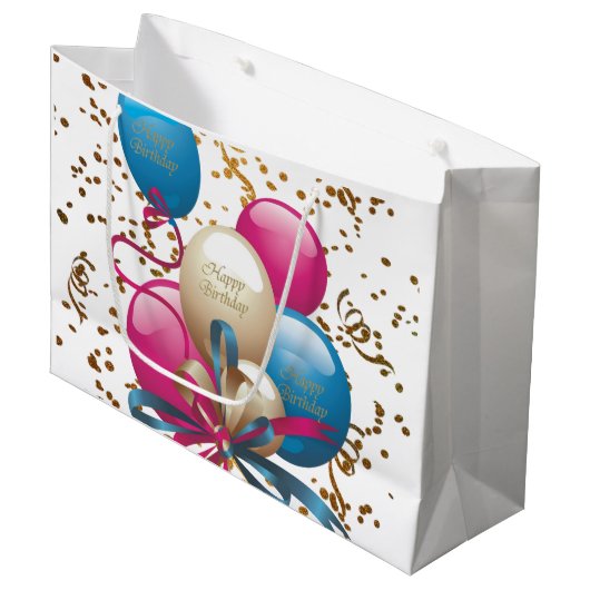 Happy Birthday Geschenktüte Ballons (Vorderseite Schrägansicht)