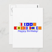 Happy Birthday geschrieben in nautischer Flagge Al Postkarte (Vorne/Hinten)