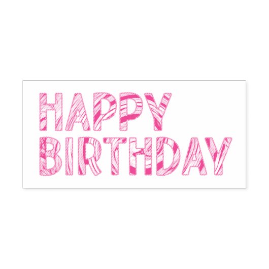 Happy Birthday gestreift Groovy Colorful Permastempel (Design)