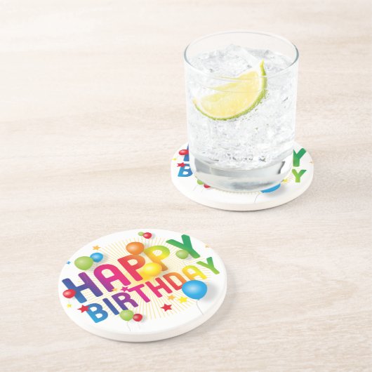 Happy Birthday Getränkeuntersetzer (Seite)